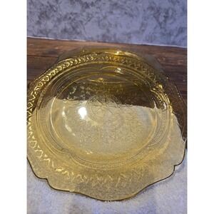 Vintage Amber Depression Glass Patrician Spoke Dinner Plates Set 5 Federal 10.5"